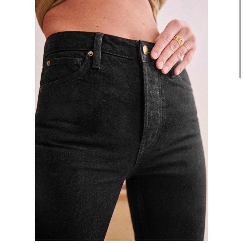 Sezane Brut Sexy Button Fly Raw Hem Slim Leg Jeans Black Size US 25
